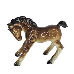 Vintage Ceramic Foal Figurine Bay Brown Baby Horse *Repaired Tail*